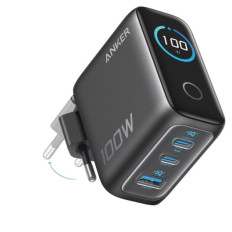 Anker 100W GaN Smart Display 3-portni polnilec, temno siv