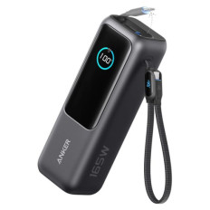 Anker Powerbank 25000 mAh z vgrajenim kablom USB-C, 165W, črn
