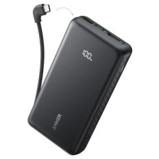 Anker Zolo Powerbank 20000 mAh, 22,5W z vgrajenim USB-C kablom, črn