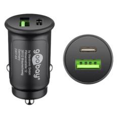 GOOBAY Dual USB-C PD 2xUSB-C 30W črn avtomobilski polnilnik