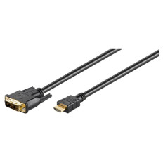 GOOBAY DVI-D (M) (18+1) na HDMI (M) 2m pozlačen črn kabel