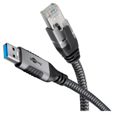 GOOBAY USB-A 3.0 na RJ45 2m CAT 6 črn/siv mrežni povezovalni kabel