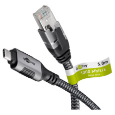 GOOBAY USB-C 3.1 na RJ45 5m CAT 6 črn/siv mrežni povezovalni kabel