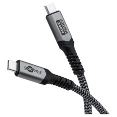 GOOBAY USB-C na USB-C 240W USB4 40Gbit/s 1m črn/siv napajalni podatkovni kabel