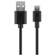 GOOBAY USB-C na USB-A 2.0 0,5m črn polnilni in sync kabel
