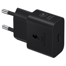 Hišni polnilec 25W 100-240V => USB-C (ž) hitri Samsung črn BULK brez kabla (EP-T2510NBEGEU)