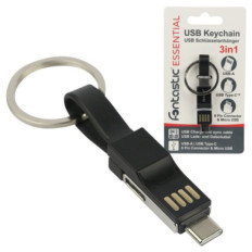 Kabel USB A => adapter v USB-C in Micro USB 3v1 obesek za ključe