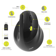 Miška PORT ergonomska, polnilna, BT