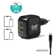 Napajalnik PORT Tip C PD 35W GaN + CtoC CABLE 2 M 