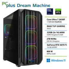 PCPLUS Dream Machine Ultra 7 265K 32GB 2TB SSD RTX 5070Ti 16GB Windows 11 Home gaming namizni računalnik