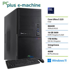 PCPLUS e-machine Core Ultra 5 225 16GB 1TB SSD Windows 11 Pro tipkovnica miška namizni računalnik