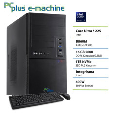PCPLUS e-machine Core Ultra 5 225 16GB 1TB SSD tipkovnica miška namizni računalnik