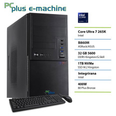 PCPLUS e-machine Core Ultra 7 265K 32GB 1TB SSD tipkovnica miška namizni računalnik