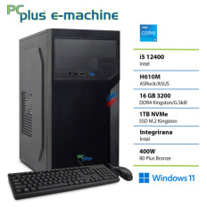 PCPLUS e-office i5 12400 16GB 1TB SSD Windows 11 Home tipkovnica miška namizni računalnik