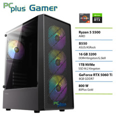 PCPLUS Gamer Ryzen 5 5500 16GB 1TB SSD RTX 5060Ti 8GB gaming namizni računalnik