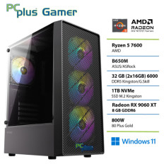 PCPLUS Gamer Ryzen 5 7600 32GB 1TB SSD Radeon RX 9060XT 8GB Windows 11 Home gaming namizni računalnik