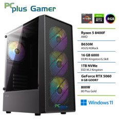 PCPLUS Gamer Ryzen 5 8400F 16GB 1TB RTX 5060 8GB Windows 11 Home gaming namizni računalnik