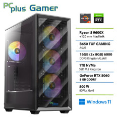 PCPLUS Gamer Ryzen 5 9600X 16GB 1TB SSD RTX 5060 8GB Windows 11 Home gaming namizni računalnik