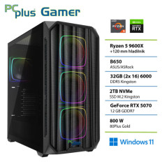 PCPLUS Gamer Ryzen 5 9600X 32GB 2TB SSD RTX 5070 12GB Windows 11 Home gaming namizni računalnik