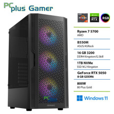PCPLUS Gamer Ryzen 7 5700 16GB 1TB SSD RTX 5050 8GB Windows 11 Home gaming namizni računalnik