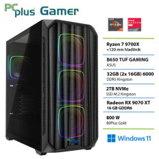 PCPLUS Gamer Ryzen 7 9700X 32GB 2TB SSD RX 9070XT Windows 11 Home gaming namizni računalnik