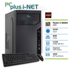 PCPLUS i-NET Ryzen 5 5600G 8GB 512GB NVMe M.2 SSD tipkovnica miška namizni računalnik