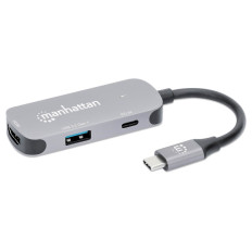 Priklopna postaja MANHATTAN 3-v-1 USB-C v HDMI sive barve