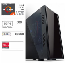 Računalnik  MEGA 5000  A520/R3-4300GE/DDR4-8GB/SSD250GB-SATA3/AMD grafika/Aktivno hlajenje/Brez OS  