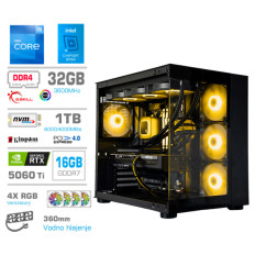Računalnik MEGA MT S5 i5-12600K/RTX5060Ti-16GB/32GB/1TB/750W/Brez OS/črna RGB + Estetski napajalni kabli [Rumena / Črna)