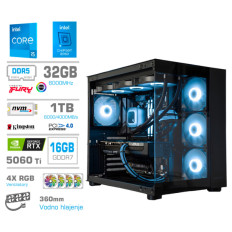 Računalnik MEGA MT S5 i5-14600K/RTX5060Ti-16GB/32GB-DDR5/1TB-4.0/750W/Brez OS/črna RGB Estetski napajalni kabli [Svetlo modra / Črna]