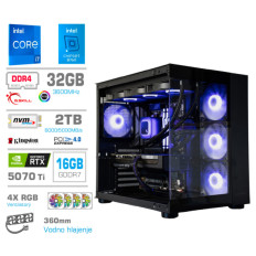 Računalnik MEGA MT S5 i7-14700/RTX5070Ti/32GB/2TB-4.0/750W/Brez OS/črna RGB + Estetski napajalni kabli [Vijolična / Črna)