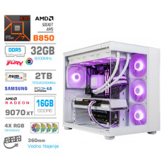 Računalnik MEGA MT S5 R7-9850X3D/RX9070 XT/32GB-DDR5/2TB/850W/Brez OS/bela RGB + Estetski napajalni kabli [Vijola / Bela]