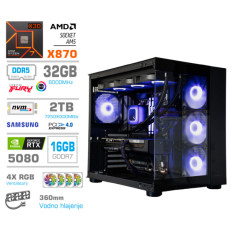 Računalnik MEGA MT S5 R7-9850X3D/RTX5080/32GB-DDR5/2TB/1050W/Brez OS/črna RGB + Estetski napajalni kabli [Vijola / Črna]