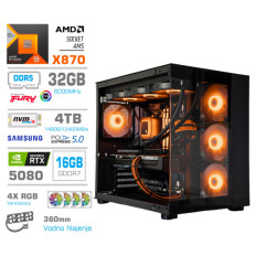 Računalnik MEGA MT S5 R9-9950X/RTX5080/32GB-DDR5/4TB/1050W/Brez OS/črna RGB + Estetski napajalni kabli [Oranžna / Črna]