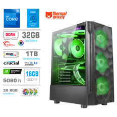 Računalnik MEGA MT S7 i7-12700KF/RTX5060Ti-16GB/32GB/1TB/750W/Brez OS RGB + Estetski napajalni kabli [Zelena / Črna]
