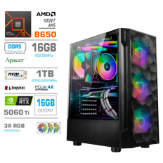 Računalnik MEGA MT S7 R5-7600X/RTX5060Ti-16GB/16GB-DDR5/1TB-4.0/750W/Brez OS RGB