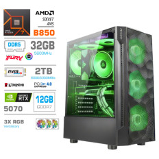 Računalnik MEGA MT S7 R7-9700X/RTX5070/32GB-DDR5/2TB-4.0/750W/Brez OS RGB + Estetski napajalni kabli [Zelena / Črna]