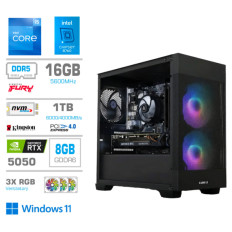 Računalnik MEGA MT S7X i5-12400F/RTX5050/16GB/1TB-4.0/750W/Win11Home/črna RGB