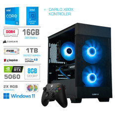 Računalnik MEGA MT S7X i5-14400/RTX5060/16GB/1TB-4.0/750W/Win11Home/črna RGB + Estetski napajalni kabli [Modra / Črna] * DARILO *