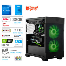 Računalnik MEGA MT S7X i7-12700K/RTX5070/32GB/1TB-4.0/750W/Brez OS/črna RGB + Estetski napajalni kabli [Zelena / Črna)
