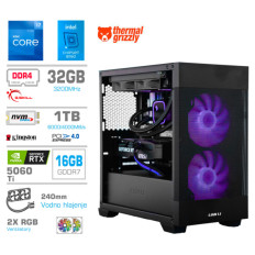 Računalnik MEGA MT S7X i7-12700K/RTX5060Ti-16GB/32GB/1TB-4.0/750W/Brez OS/črna RGB + Estetski napajalni kabli [Vijolična / Črna)