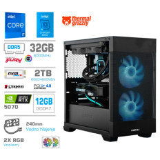 Računalnik MEGA MT S7X i7-14700K/RTX5070/32GB-DDR5/1TB/750W/Brez OS/črna RGB + Estetski napajalni kabli [Svetlo modra / črna]