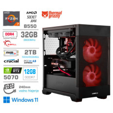 Računalnik MEGA MT S7X R7-5800X/RTX5070/32GB/2TB-4.0/750W/Win11Home/črna RGB + Estetski napajalni kabli [Rdeča / Črna]