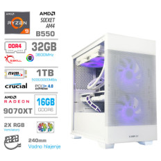 Računalnik MEGA MT S7X R9-5950X/RX9070 XT/32GB/1TB/750W/Brez OS/bela RGB + Estetski napajalni kabli [Vijola / Bela]