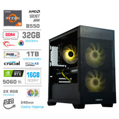 Računalnik MEGA MT S7X R9-5950X/RTX5060Ti-16GB/32GB/1TB/750W/Brez OS/RGB + Estetski napajalni kabli [Rumena / Črna]