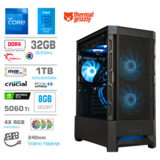 Računalnik MEGA MT S8 i7-12700KF/RTX5060Ti/32GB/1TB/750W/Brez OS/črna RGB + Estetski napajalni kabli [Svetlo modra / Črna]
