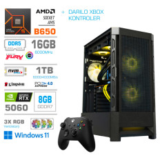 Računalnik MEGA MT S8 R5-7600/RTX5060/32GB-DDR5/1TB-4.0/750W/Win11Home/črna RGB + Estetski napajalni kabli [Rumena / Črna] * DARILO *