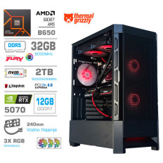 Računalnik MEGA MT S8 R7-7700X/RTX5070/32GB-DDR5/2TB-4.0/750W/Brez OS/črna RGB + Estetski napajalni kabli [Rdeča / Črna]