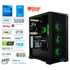 Računalnik MEGA TWR S10 i7-12700K/RTX5070Ti/32GB-DDR5/2TB-4.0/1000W/Brez OS/črna RGB + Estetski napajalni kabli [Zelena / Črna]