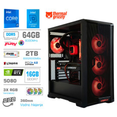 Računalnik MEGA TWR S10 i7-14700K/RTX5080/64GB-DDR5/2TB-4.0/1050W/Brez OS/črna zelena / črna RGB + Estetski napajalni kabli [Rdeča / Črna]